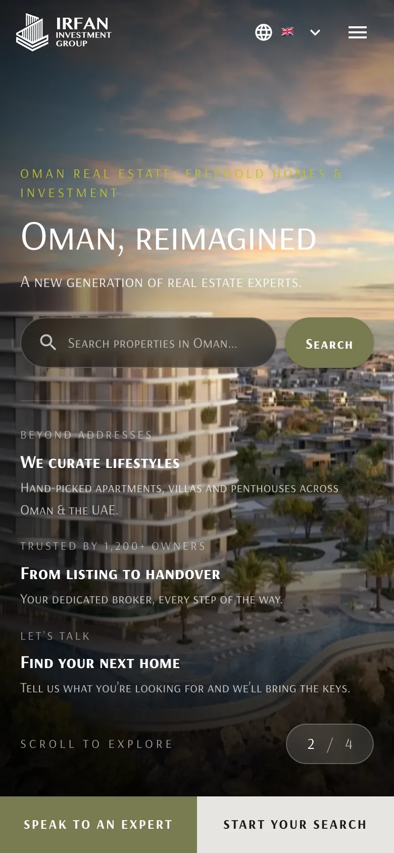 The irfaninvest.com homepage on a phone