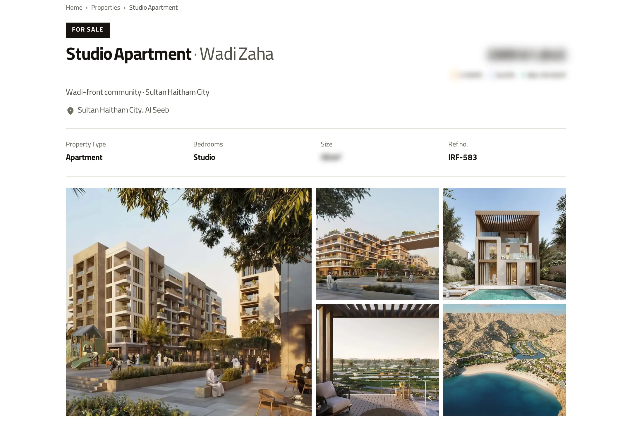 A unit page on irfaninvest.com, a property website built by NexProp